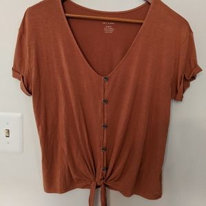 American Eagle button tie top